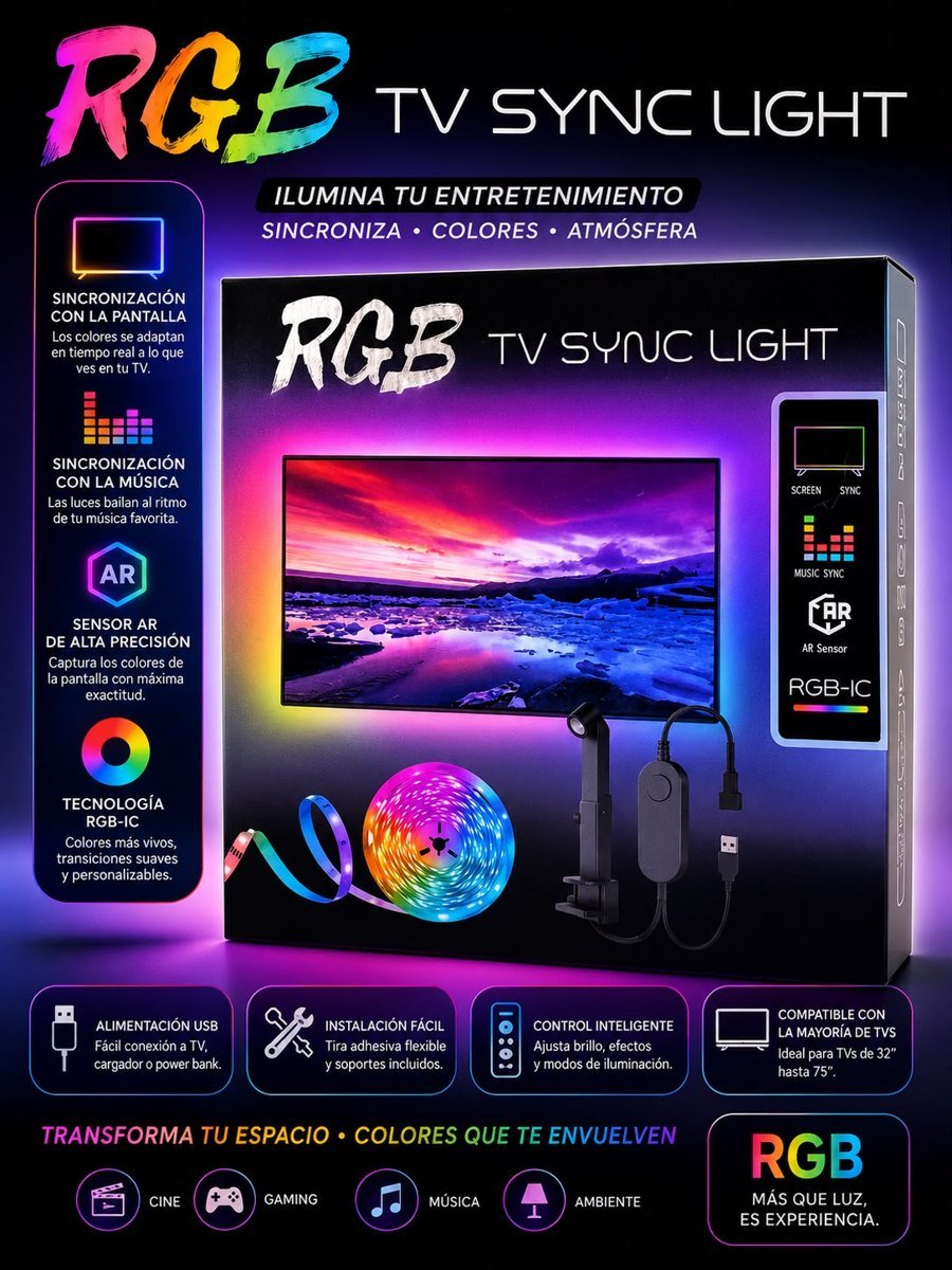 Tira LED RGB para TV con sincronización