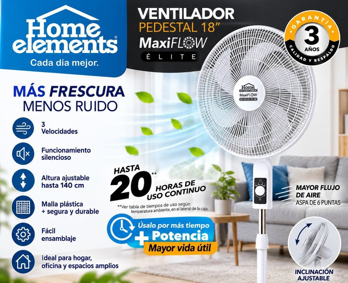 Ventilador de pedestal Home Elements Maxiflow 18"