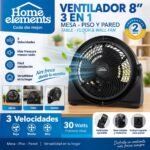 Ventilador Home Elements 8" 3 en 1