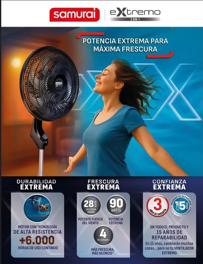 Ventilador Samurai Extremo 2 en 1