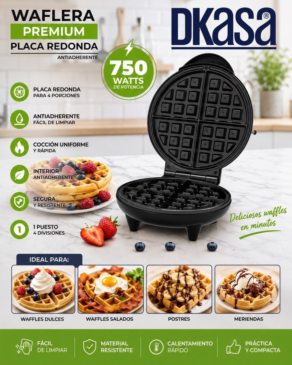 Waflera DKASA premium redonda 750 W